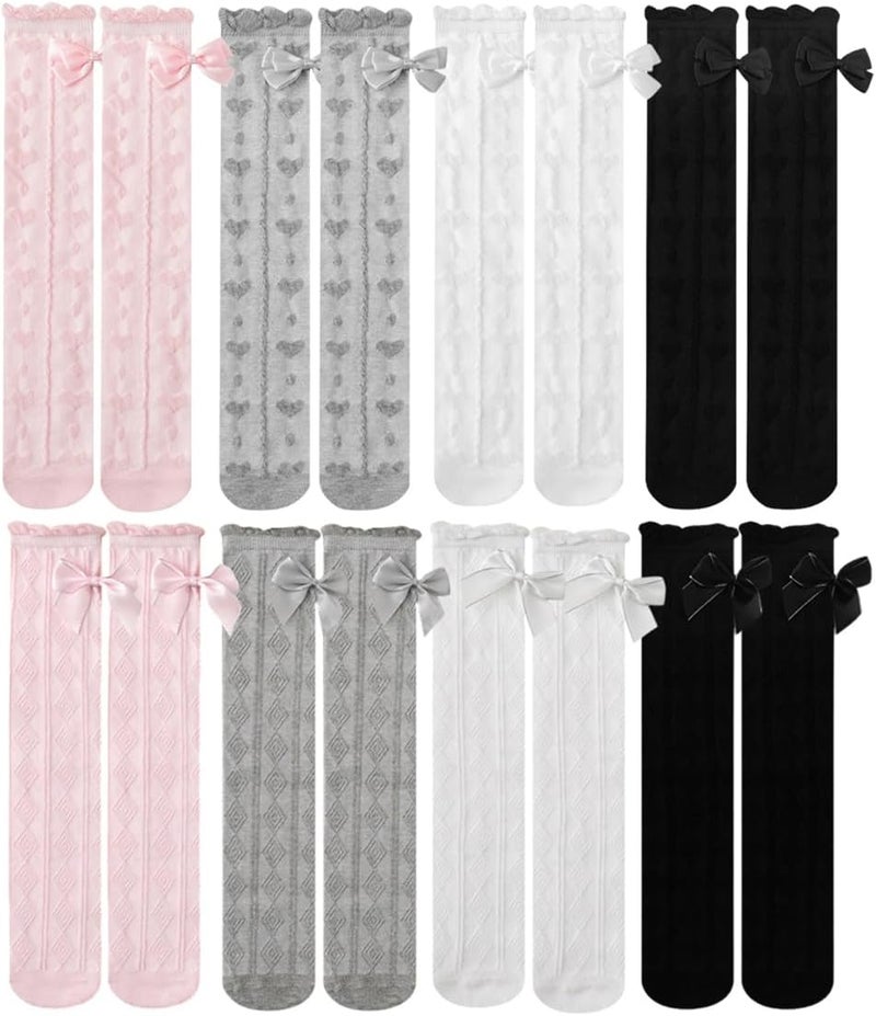 Toptim Kid Girls Knee High Stockings or Over Calf Socks Cotton Princess Tube Dress Socks - Image 1